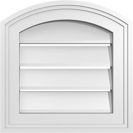 Ekena Millwork Arch Top Surface Mount PVC Gable Vent: Non-Functional, w/2"W x 1-1/2"P Brickmould Frame, 12"W x 42"H GVPAR12X4202SN